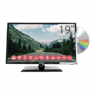Sniper 19″ Travel TV (SN-1903), 178° viewing angle, Bluetooth, DVD, Satellite & Freeview receiver.